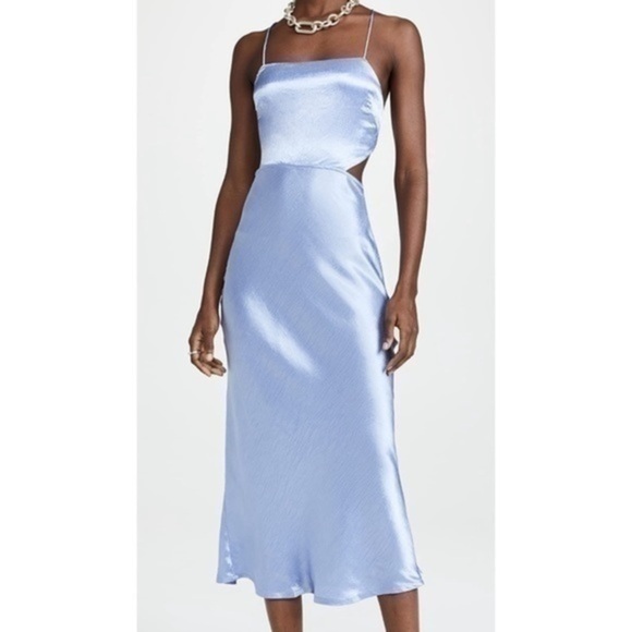 Blue Satin Slip Dress - Picture 3 of 7